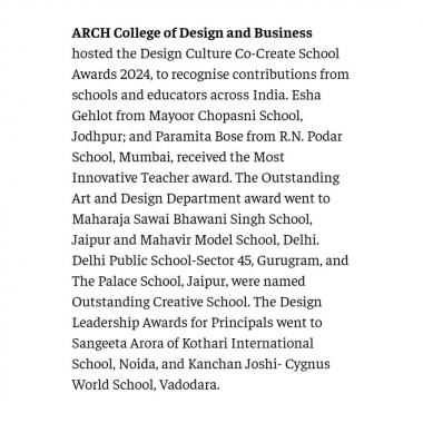 ARCH College Hosted School Design Awards : The Hindu